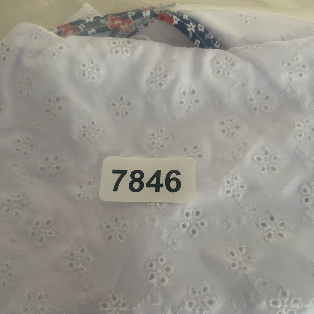 Frankie's Bikinis White One Piece with Floral Trim - Picture 7 of 7